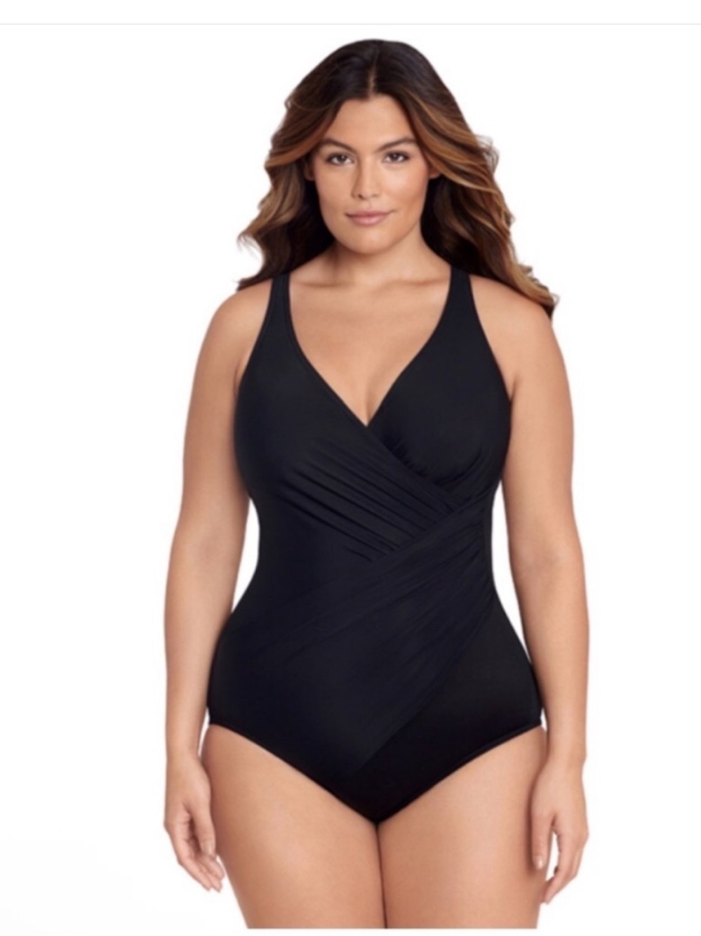 NWT Miraclesuit Oceanus One Piece Swimsuit #1 Waist Cinching Swimsuit Black Sz18